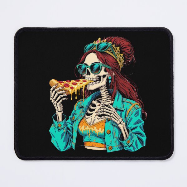 Item preview, Pizza Party Skeleton Queen | Fun Foodie Lifestyle Art designed and sold by ColorSplash123.