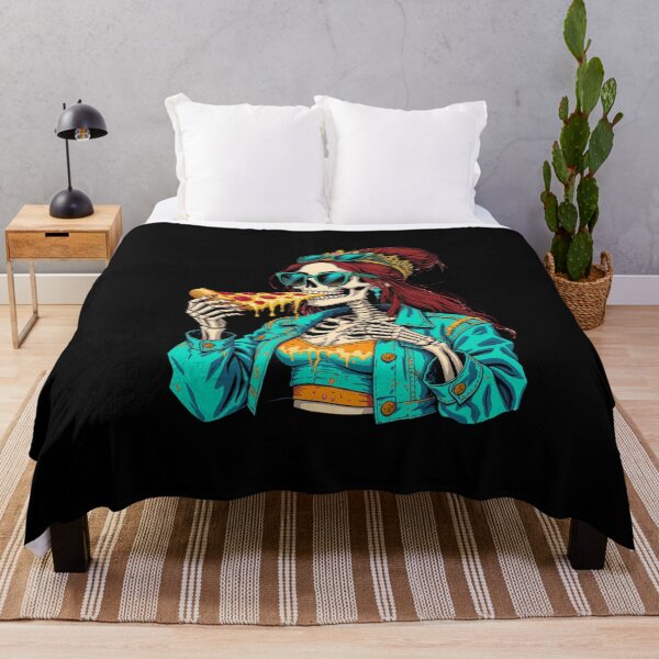 Item preview, Pizza Party Skeleton Queen | Fun Foodie Lifestyle Art designed and sold by ColorSplash123.