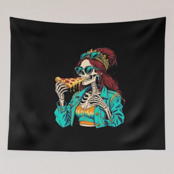 Item preview, Pizza Party Skeleton Queen | Fun Foodie Lifestyle Art designed and sold by ColorSplash123.