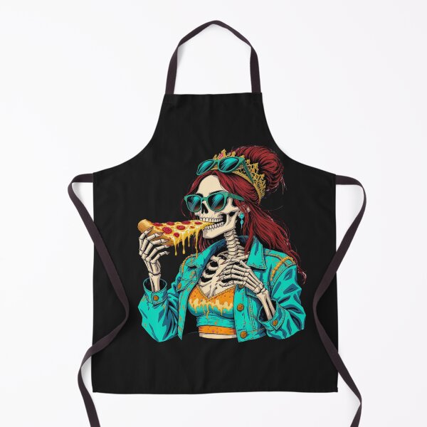 Item preview, Pizza Party Skeleton Queen | Fun Foodie Lifestyle Art designed and sold by ColorSplash123.