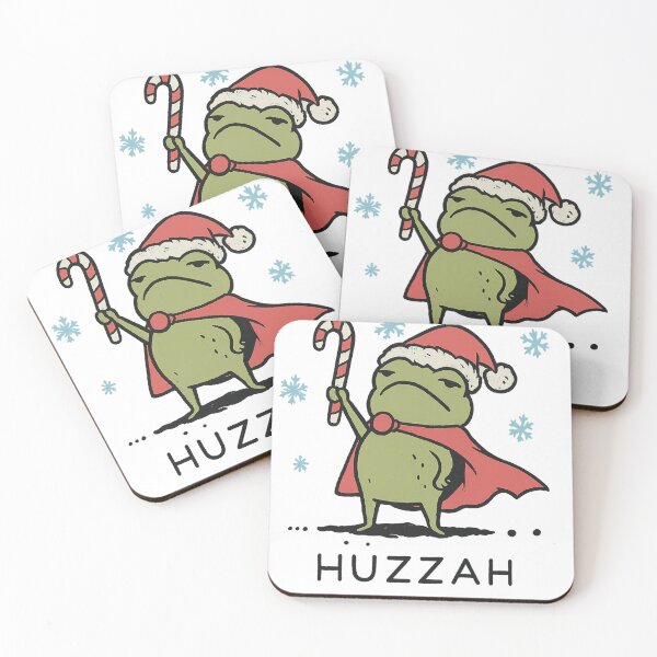 Item preview, Funny Grumpy Frog "Huzzah" Sarcastic Christmas Santa Hat designed and sold by haitrieuic96.