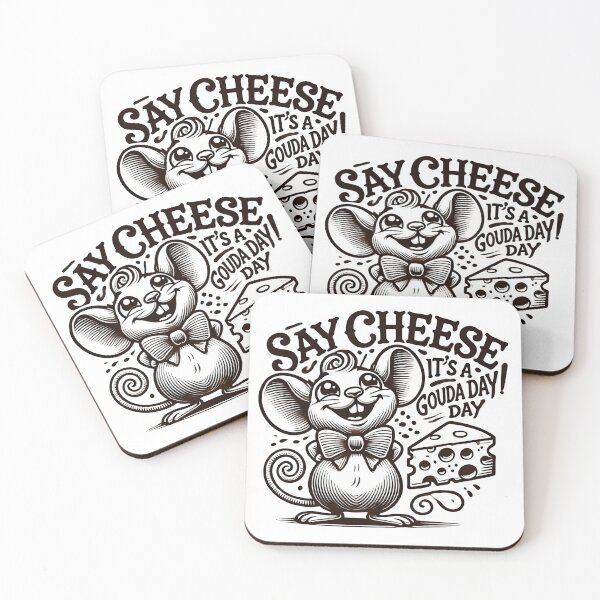Item preview, Say Cheese: Adorable Mouse with Gouda Cheese and Fun Wordplay. designed and sold by The-T-In-Retro.
