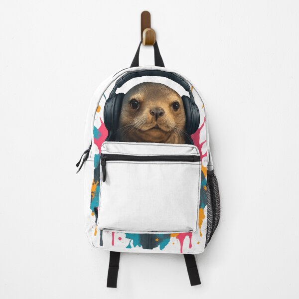 Item preview, Seal Sounds – Cute Seal with Headphones & Hoodie (Color Splash Street Art) designed and sold by thtCMRAguy.