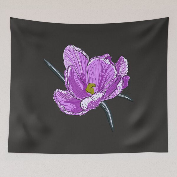 Item preview, Hand-Drawn Purple Crocus Art Print - Spring Botanical Illustration designed and sold by SKETCHYANDGRAPHIC.
