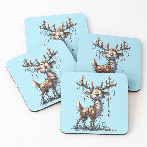 Item preview, Reindeer tangled up in the wire of christmas fairy lights designed and sold by LoneAngel.