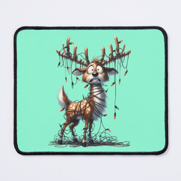 Item preview, Reindeer tangled up in the wire of christmas fairy lights designed and sold by LoneAngel.