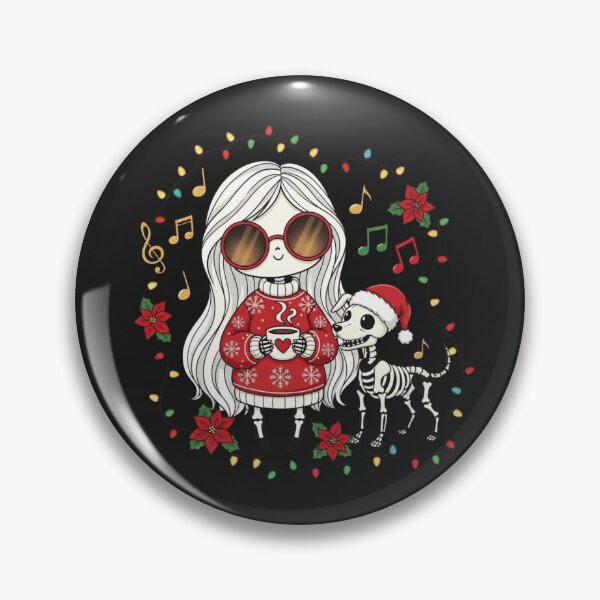 Item preview, Skeleton Girl with Christmas Dog | Cute Gothic Holiday Coffee Art designed and sold by ColorSplash123.