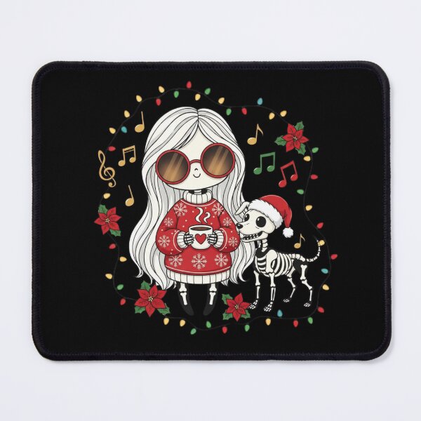 Item preview, Skeleton Girl with Christmas Dog | Cute Gothic Holiday Coffee Art designed and sold by ColorSplash123.