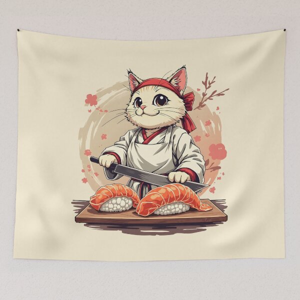 Item preview, sushi Chef Cat designed and sold by Uglyandcute.