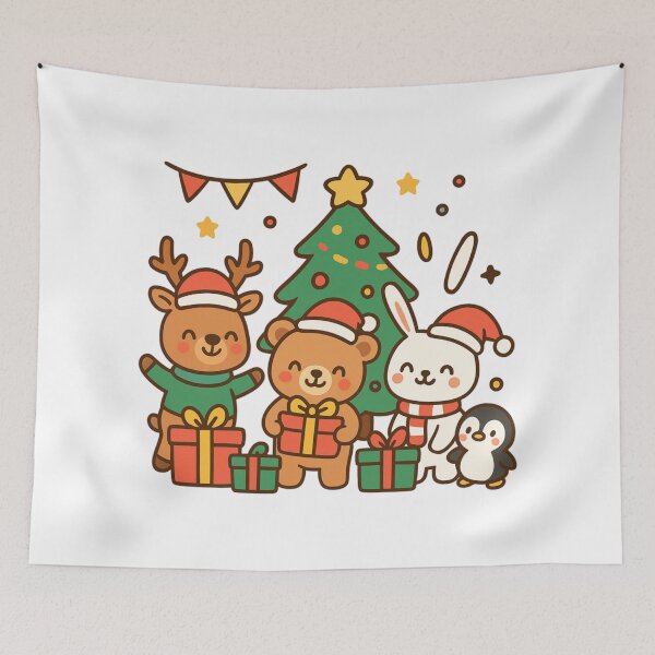 Item preview, Adorable Christmas Animals with Gifts Cartoon Design designed and sold by B-M-Store.