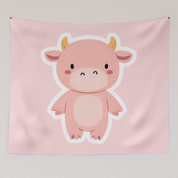 Item preview, Cute Kawaii Pink Aesthetic Animal Pet Cow Design designed and sold by MiloOfficial.