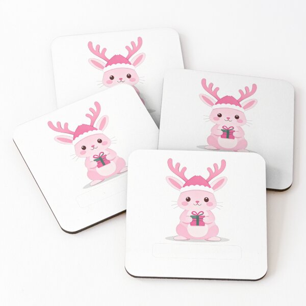 Item preview, Pink Reindeer Bunny with Gift T-Shirt | Kawaii Pastel Christmas Sticker designed and sold by BlueYasmine.