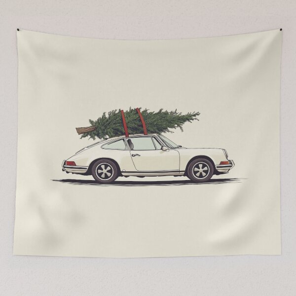 Item preview, Vintage Porsche 911 964 Christmas Tree illustration designed and sold by blackdogshop.