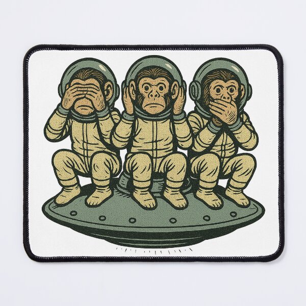 Item preview, Three Wise Monkeys in Space – Retro Astronaut Art designed and sold by InkSplash77.