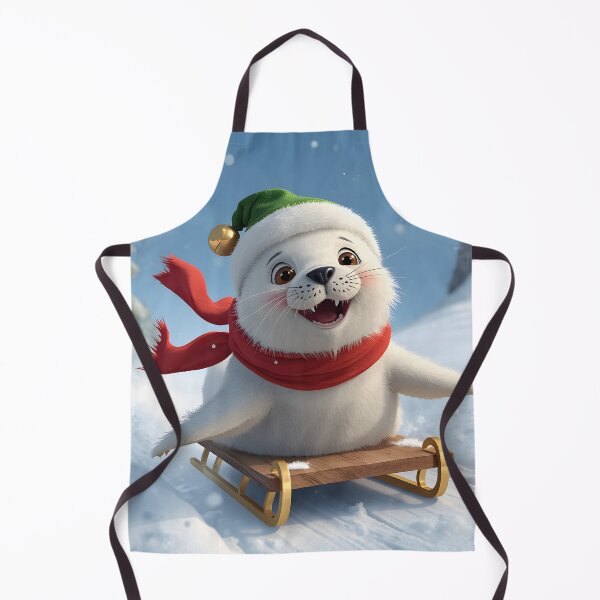 Item preview, Cute Christmas seal playfully sledding in winter designed and sold by SealMart.