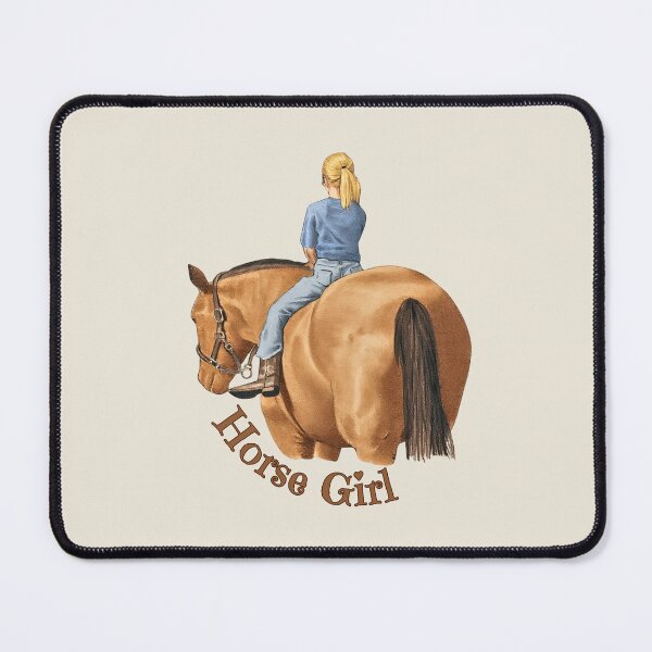 Item preview, Horse Girl with Young Girl Riding Bareback Illustration designed and sold by JoyfulWhimsy.