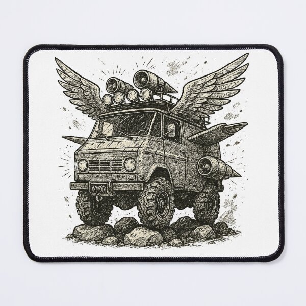 Item preview, Winged Off-Road Van – Fantasy Adventure Vehicle Illustration designed and sold by InkSplash77.