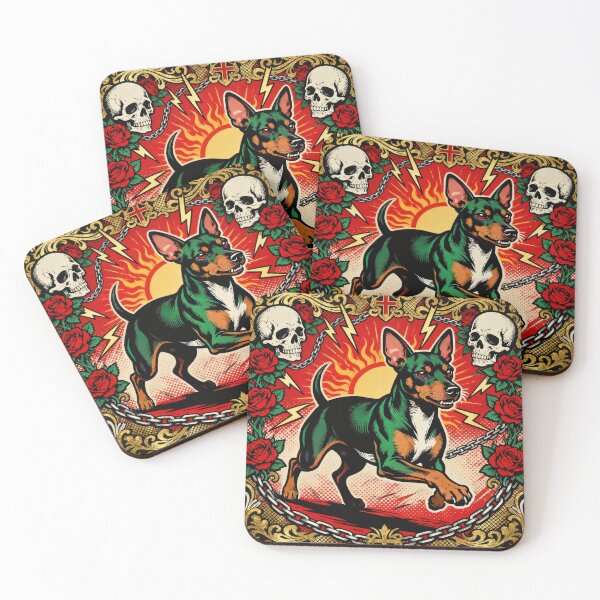Item preview, Heavy Metal Rat Terrier Sticker – Rocker Dog with Skulls, Roses & Chains | Punk Pet Art designed and sold by froggytime07.