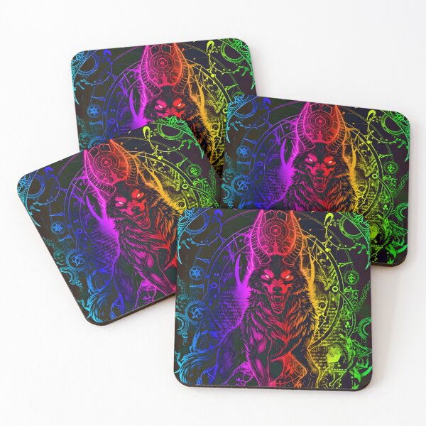 Item preview, Psychedelic Wolf Tarot – Halloween Party Occult Rainbow Flames designed and sold by Neer arts.