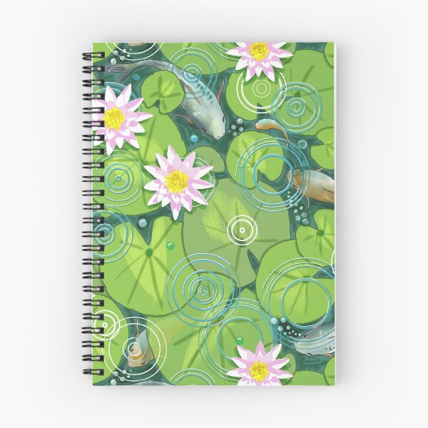 Item preview, Koi Fish Pond with Green Lily Pads and Pink 'Waterlilies  designed and sold by vinpauld.