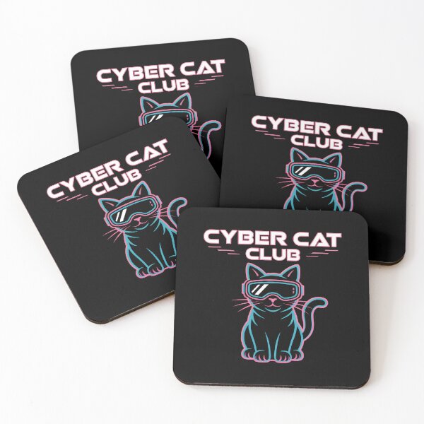 Item preview, Black Cat Wearing Glowing Cyber Goggles (Pink and Blue Neon) designed and sold by SplashTastic.