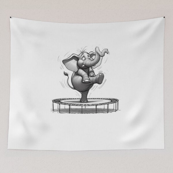 Item preview, Whimsical Elephant on a Trampoline – Cute Animal Art Design designed and sold by JonelCrafts.