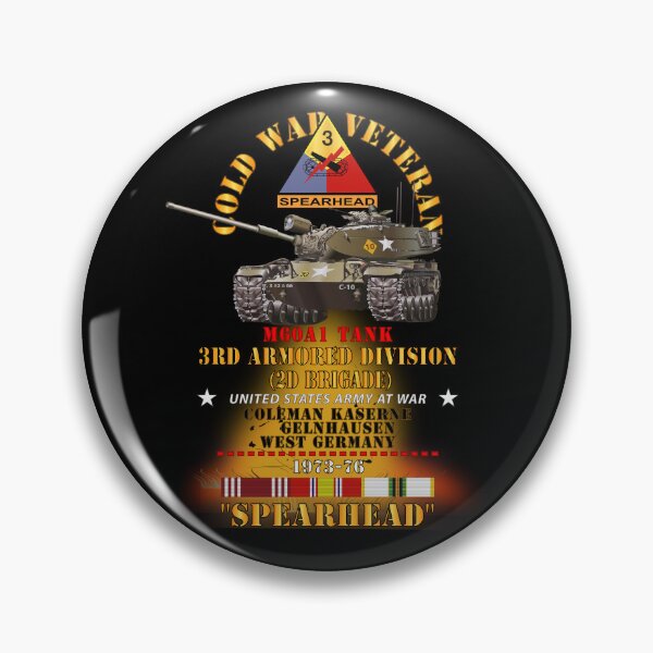 Item preview, Army - Cold War Vet -  3rd Armored Division  - Gelnhausen, Germany - M60A1 Tank  - Spearhead w Fire - 1973-76 COLD X 300 designed and sold by Military Insignia Products.