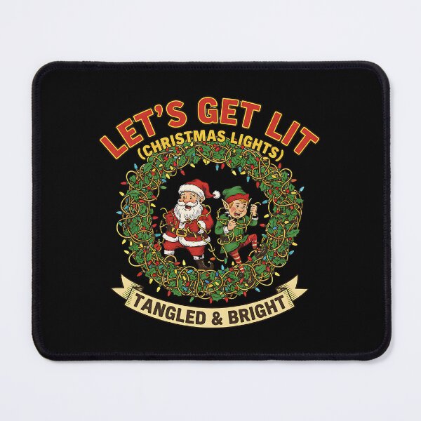 Item preview, Papá Noel y el elfo enredados en las luces de Navidad designed and sold by Silent Watch Threads..