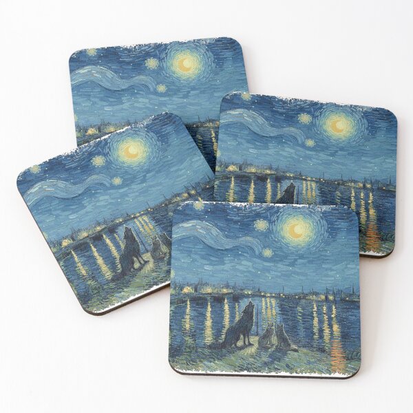Item preview, Starry Night with Wolves: Howling and Mystery Under the Moon designed and sold by ByMoss.
