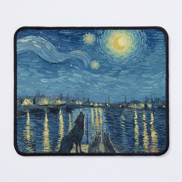 Item preview, Starry Night with Wolves: Howling and Mystery Under the Moon designed and sold by ByMoss.