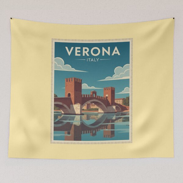 Item preview, Verona Vintage Travel Art - Scaligero Bridge - Italy designed and sold by Wanderprintt.