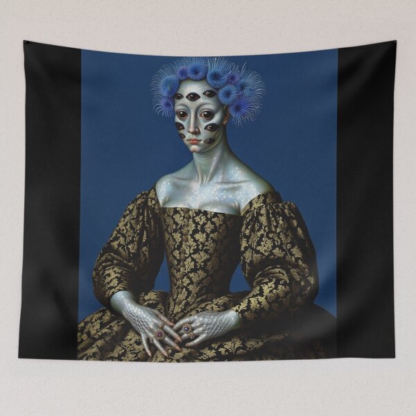 Item preview, Lady deep one a Creepy Lovecraftian citizen of Innsmouth portrait art designed and sold by Vintage Designs +.