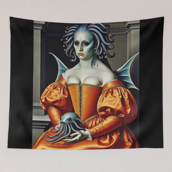 Item preview,  Lady deep one a Creepy Lovecraftian citizen of Innsmouth portrait art designed and sold by Vintage Designs +.