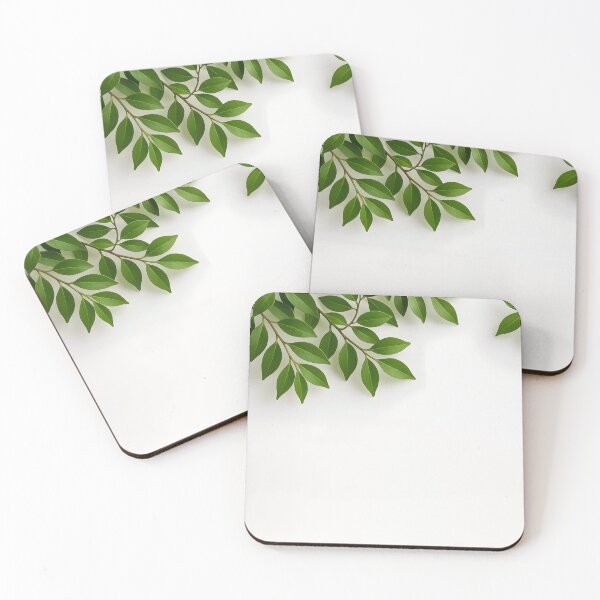 Item preview, Hanging Green Leaves on White – Minimal Nature Background designed and sold by EmeraldeaArt.