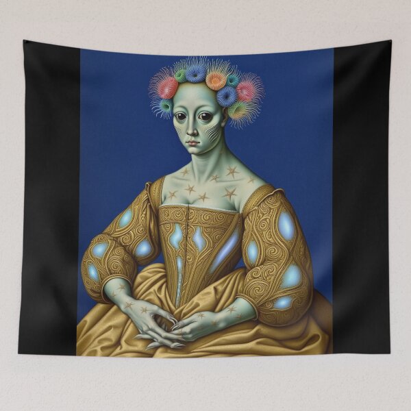 Item preview, Lady deep one a Creepy Lovecraftian citizen of Innsmouth portrait art designed and sold by Vintage Designs +.