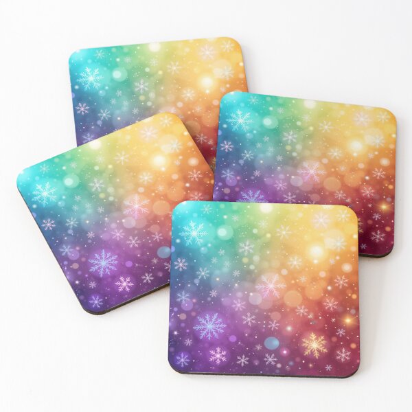 Item preview, Rainbow Glow Snowflake Background – Vibrant Multicolor Winter Design with Neon Snowflakes and Festive Bokeh Lights designed and sold by PixelVibe782.