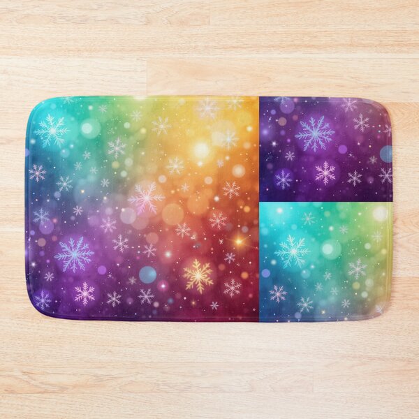 Item preview, Rainbow Glow Snowflake Background – Vibrant Multicolor Winter Design with Neon Snowflakes and Festive Bokeh Lights designed and sold by PixelVibe782.