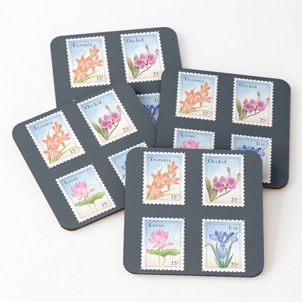 Item preview, Vintage Botanical Postage Stamps in Watercolor (Set 1) designed and sold by andrebalest.art.