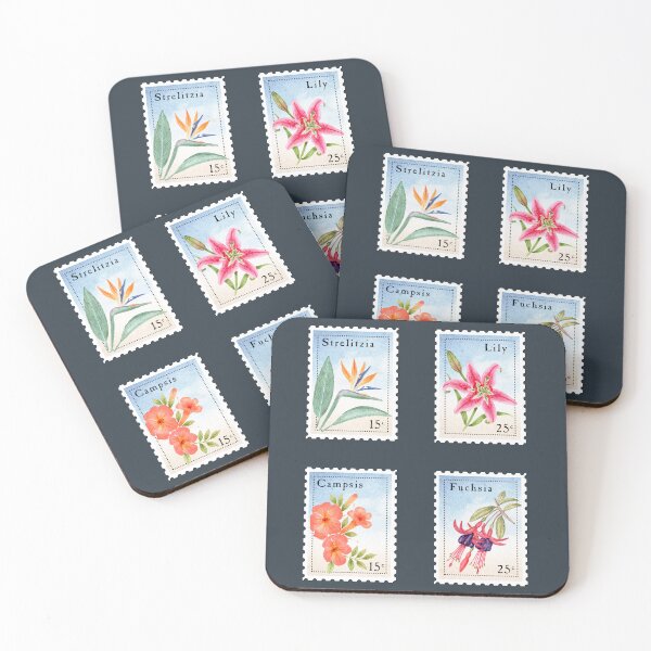 Item preview, Vintage Botanical Postage Stamps in Watercolor (Set 2) designed and sold by andrebalest.art.