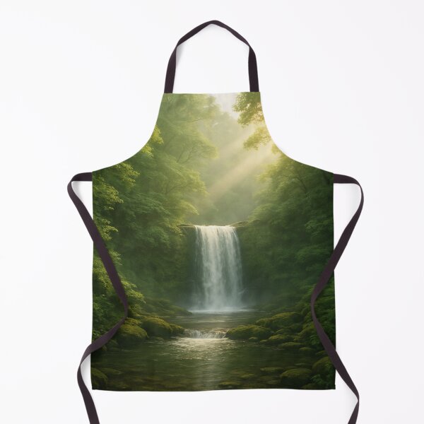 Item preview, Waterfall in the forest bathed in sunlight at sunrise designed and sold by Tommandjerry.