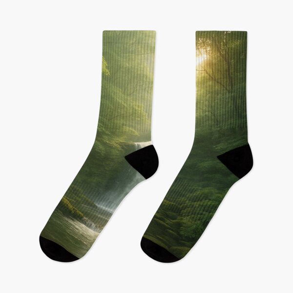 Item preview, Cascada en el bosque bañada por la luz del sol al amanecer designed and sold by Tommandjerry.