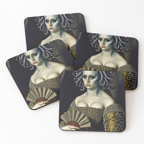 Item preview, Lady deep one a Creepy Lovecraftian citizen of Innsmouth portrait art designed and sold by Vintage Designs +.