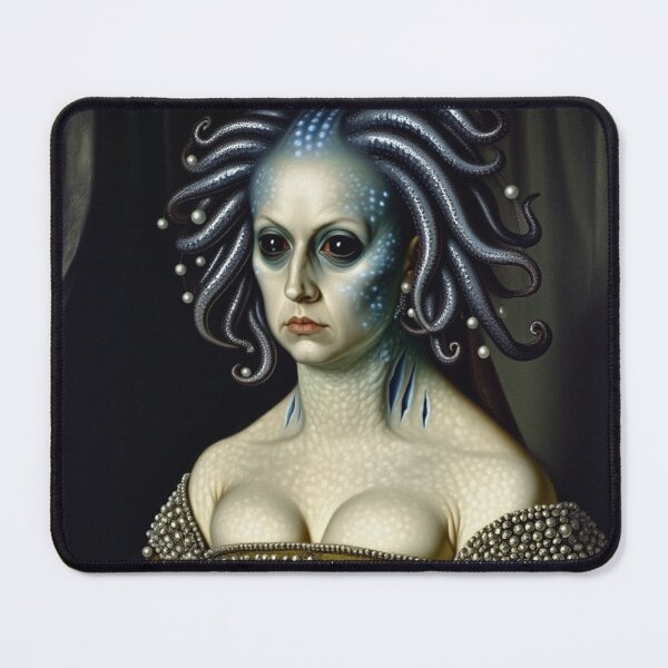Item preview, Lady deep one a Creepy Lovecraftian citizen of Innsmouth portrait art designed and sold by Vintage Designs +.