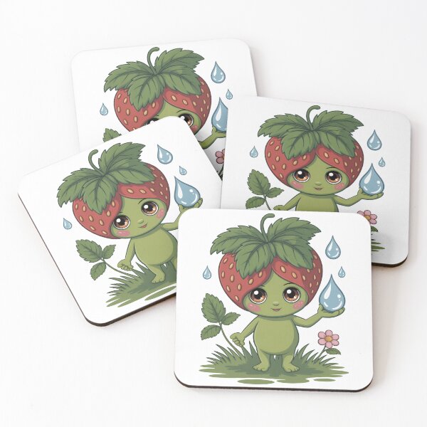 Item preview, Cute Kawaii Strawberry Sprite: Adorable Fruit Character Illustration designed and sold by RudArtAI.