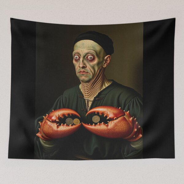 Item preview, Lobster Larry a Creepy Lovecraftian citizen of Innsmouth portrait art designed and sold by Vintage Designs +.