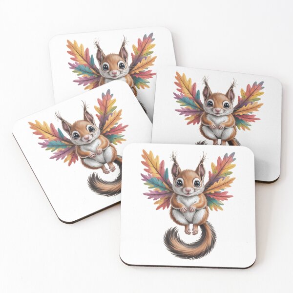 Item preview, Cute Squirrel with Colorful Autumn Leaf Wings: A Whimsical Fantasy Art Illustration designed and sold by RudArtAI.