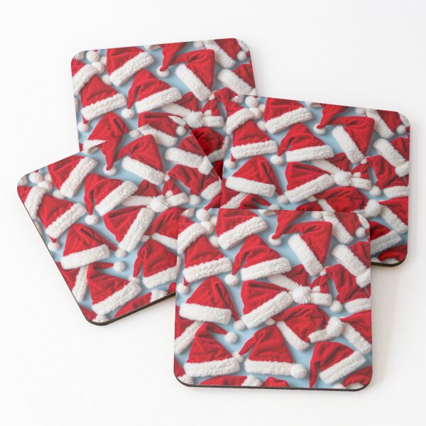 Item preview, Festive Red Santa Hats Overlapping in a Vibrant Christmas Pattern designed and sold by PixelVibe782.