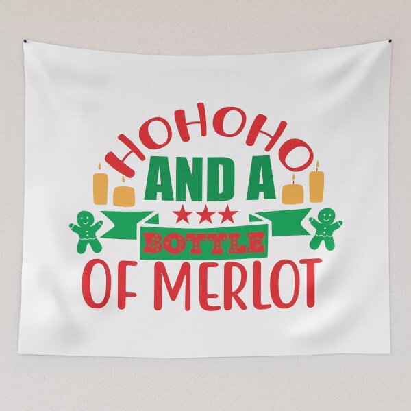 Item preview, Hohoho and a Bottle of Merlot - Funny Christmas Wine Pun designed and sold by FuzionRaptor.