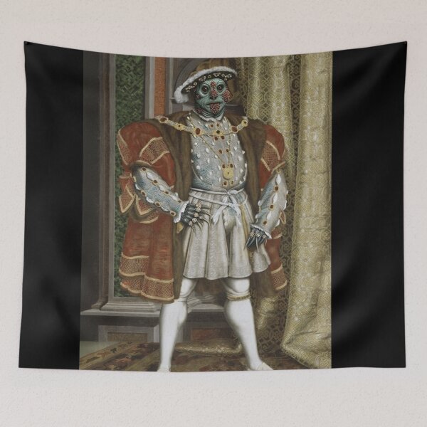 Item preview, The deep one a Creepy Lovecraftian citizen of Innsmouth portrait art designed and sold by Vintage Designs +.