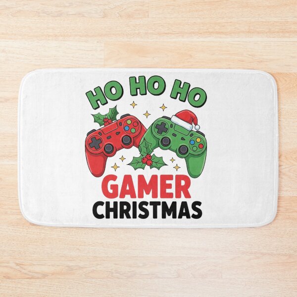 Item preview, Festive Gamer Christmas Illustration with Red and Green Controllers designed and sold by PixelVibe782.